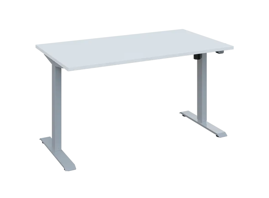 Flexi 28-14 výškově nastavitelný stůl, kovová podnož stříbrná, deska 25 mm, široký 1400 mm, bílá